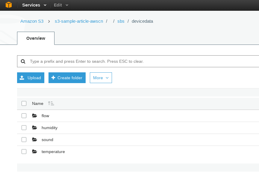 Sensor Data in S3 Bucket 