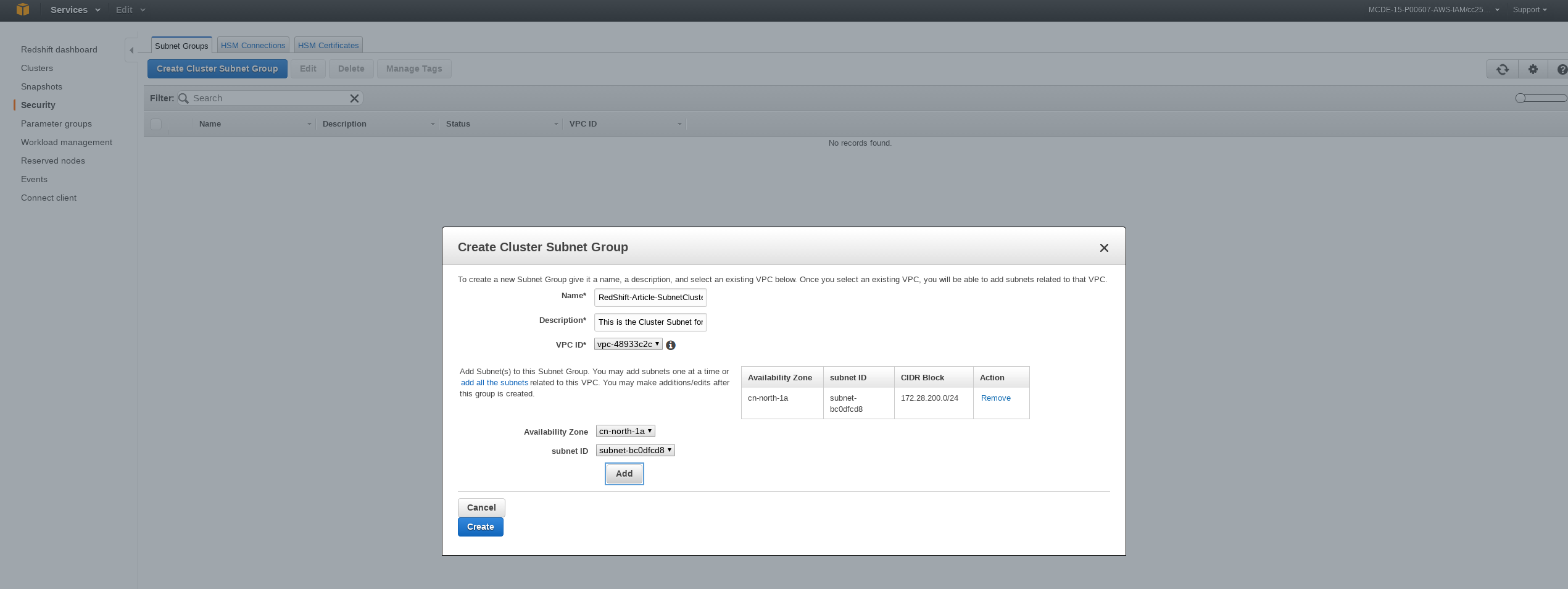 This step is only necessary if a non-standard VPC is used