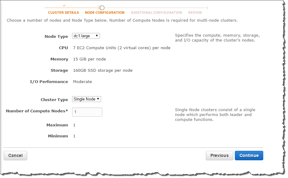 We create a Small RedShift with only one instance